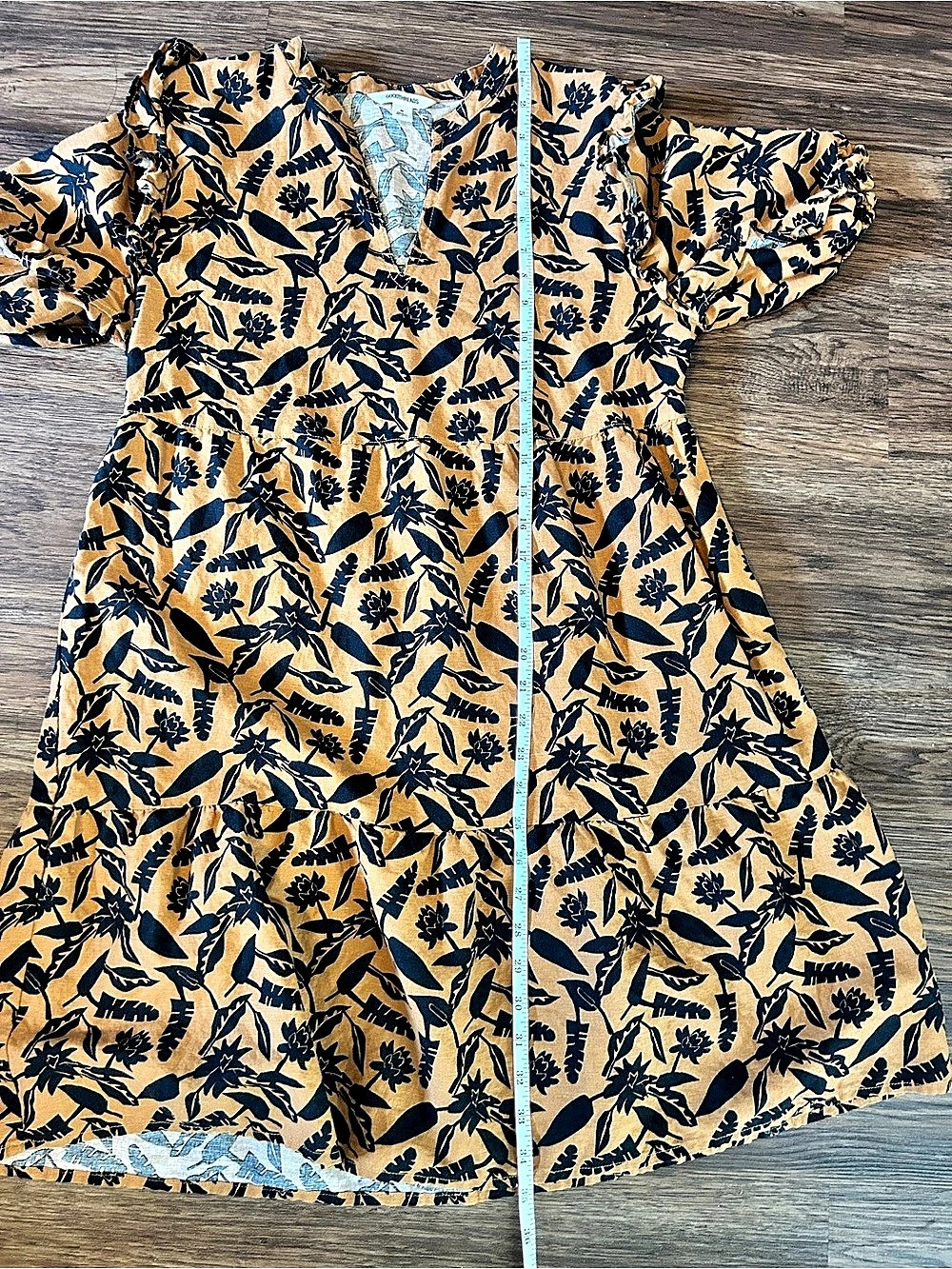 Floral Mini Dress in Rust Orange & Black - Picture 5 of 6